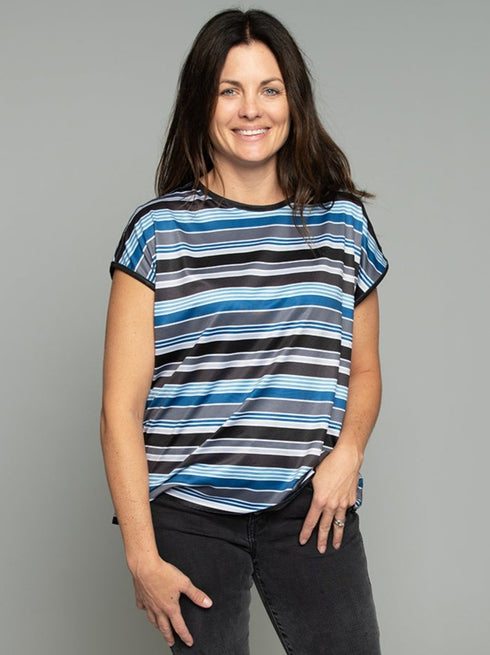 The Relaxed Tee - Black Stripe / Black